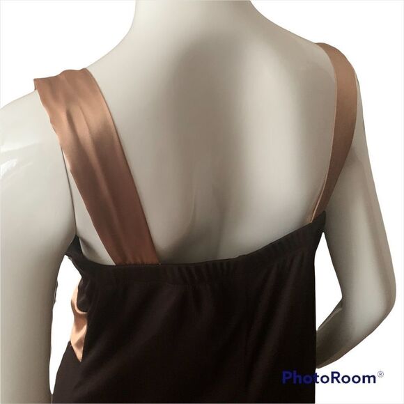 Enfocus Studio  Short Prom Dress Brown & Gold Large Bow Midi Size 14 - Picture 4 of 11
